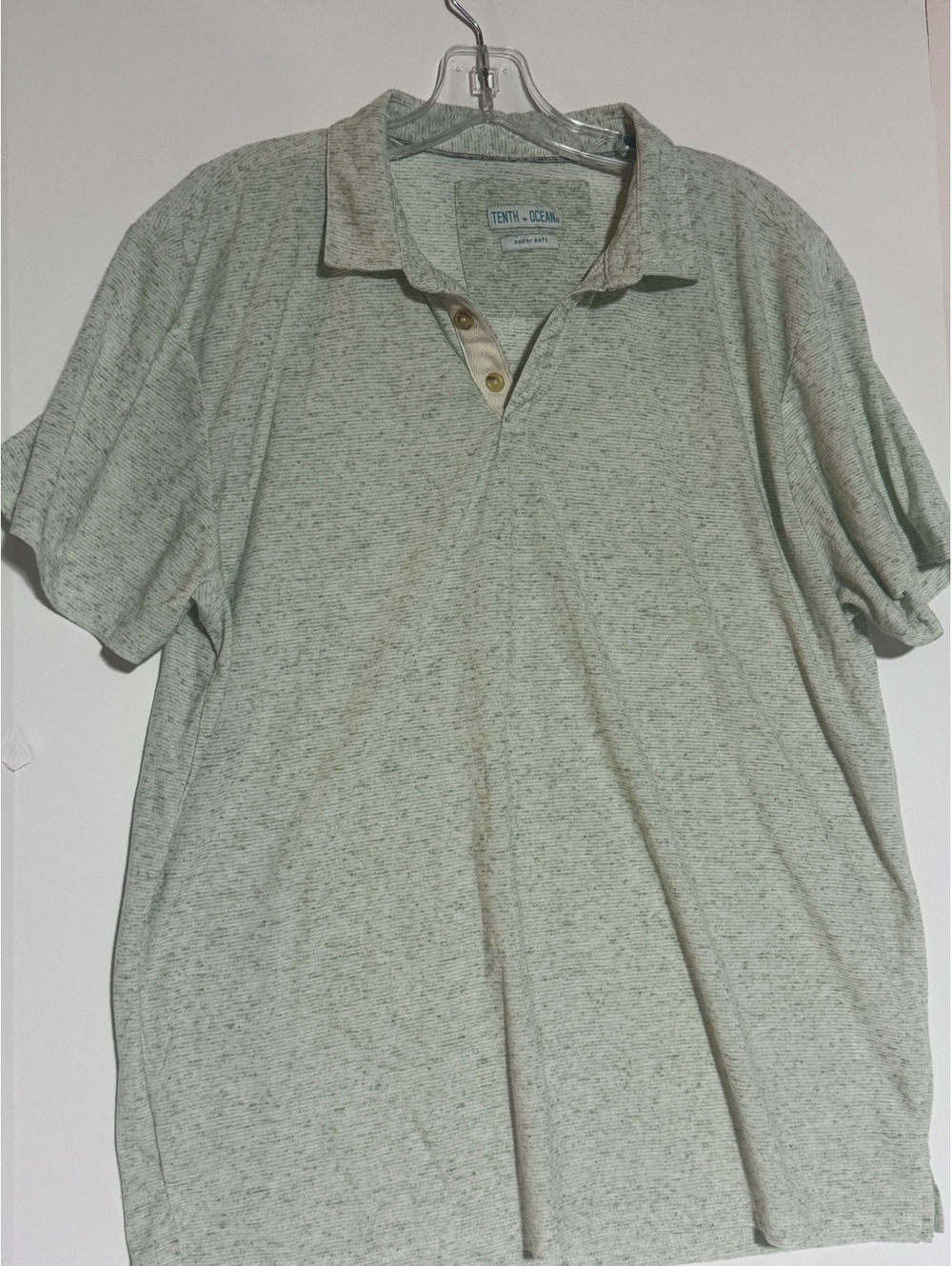 Tenth + Ocean shirt Men's L green linen blend heathered soft